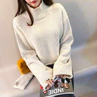 Turtleneck Wool Blend Glitter Sweater