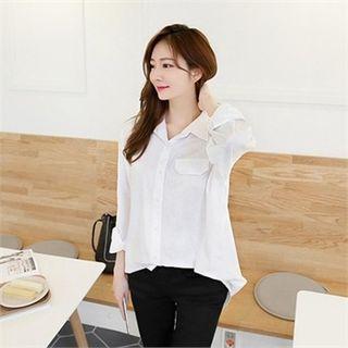 Flap-detail Cotton Long Shirt