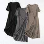 Short-sleeve Twist Midi T-shirt Dress