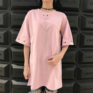 Chain Detail Elbow-sleeve T-shirt