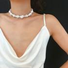 Irregular Pearl Choker 2459 - White - One Size