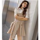Mock Two-piece Short-sleeve Collared Dress