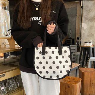 Canvas Polka-dot Shopper Bag