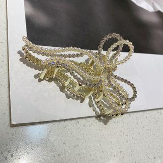 Faux Pearl Alloy Hair Clamp Gold & Silver - One Size