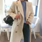 Metal-button Wool Blend Long Coat