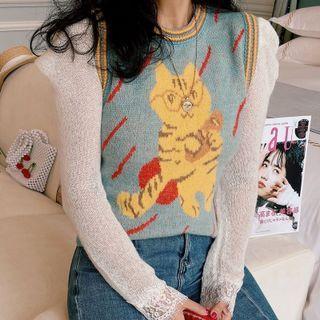 Cartoon Cat Sweater Vest