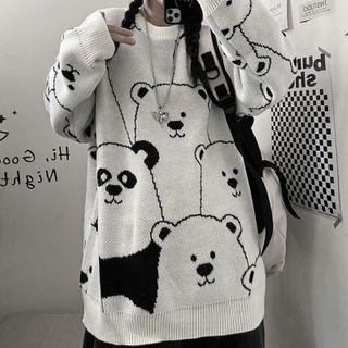 Round Neck Cartoon Bear Sweater
