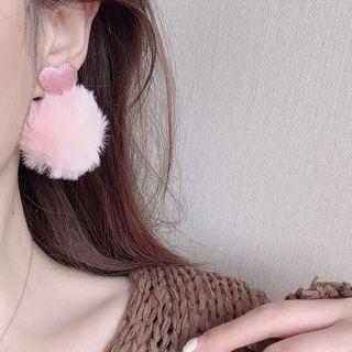 Pompom Earring 1 Pair - Pink - One Size