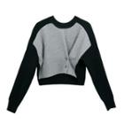 Two-tone Paneled Shirred Sweatshirt