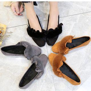 Ruffle Faux Leather Flats