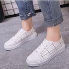 Plaid Lettering Canvas Lace-up Sneakers