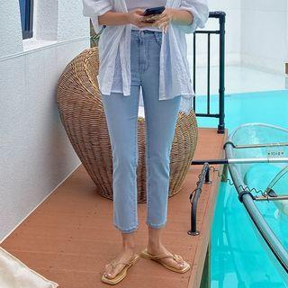 [magic Pants] Washed Slim-fit Jeans