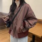 Contrast Color Bomber Jacket