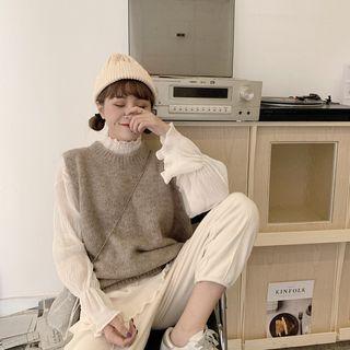 Long-sleeve Mesh Top / Lace Top / Knit Vest