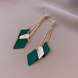Rhombus Rhinestone Alloy Fringed Earring 1 Pair - Gold - One Size