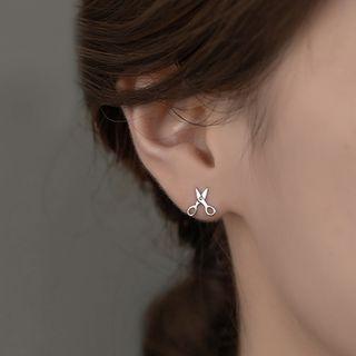 Scissors Stud Earring 1 Pair - Earring - Silver - One Size