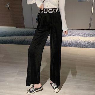 Lettering Waist Wide-leg Pants