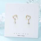 Rhinestone Heart Stud Earring 1 Pair - E102 - Silver Rhinestone - Gold - One Size