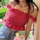 Halter Smocked Cropped Camisole Top