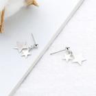 925 Sterling Silver Layered Star Dangle Earring Silver - One Size