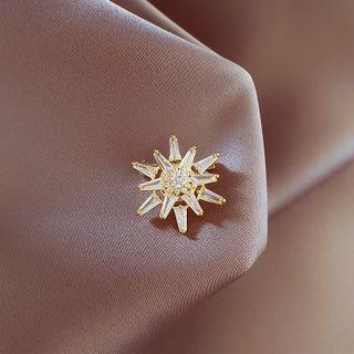 Cz Snowflake Brooch Snowflake - Gold & White - One Size