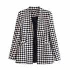 Open-front Houndstooth Jacket