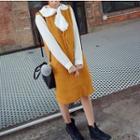 Sleeveless Plain Knit Dress Yellow - One Size