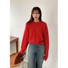 Thumb-hole Alpaca Blend Sweater Red - One Size