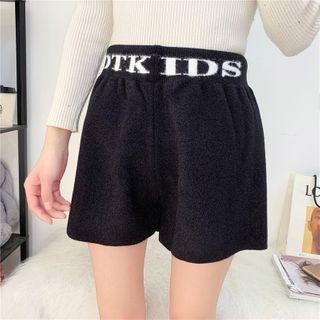 Lettering Wide Leg Pants White Lettering - Black - One Size