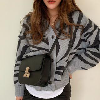 V-neck Zebra Knit Cardigan