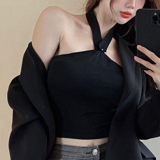 Halter Plain Top Black - One Size
