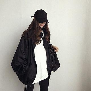 Detachable-hood Oversized Windbreaker Jacket