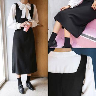 Square-neck Sleeveless Long A-line Dress