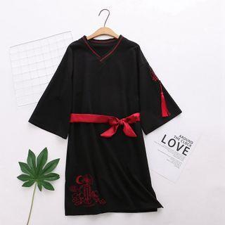 Embroidered Short-sleeve T-shirt Black - M