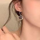 Rhinestone Glaze Alloy Dangle Earring 1 Pair - Silver Stud - Black - One Size