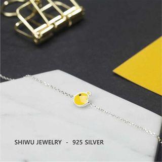 925 Sterling Silver Cartoon Chick Bracelet W2102 - Yellow - One Size