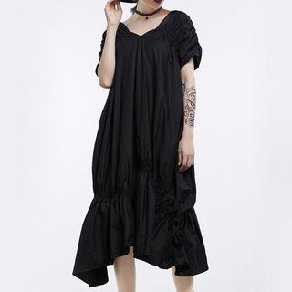 Irregular Hem Short-sleeve Midi Dress