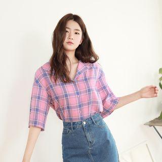 Notched-lapel Checked Shirt