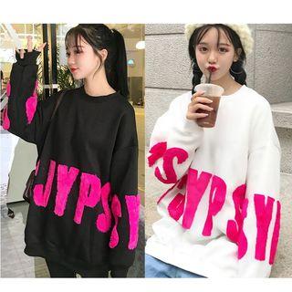 Lettering Applique Long Sweatshirt