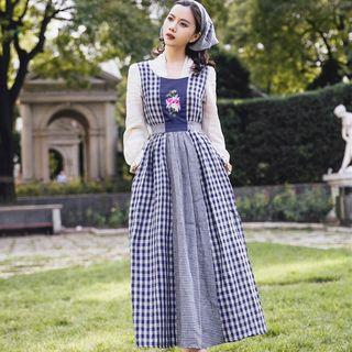 Mock Two Piece Midi A-line Dress