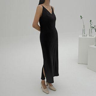 Spaghetti-strap Slit-side Maxi Dress