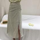 Asymmetric Floral Slit Crinkled Chiffon Skirt