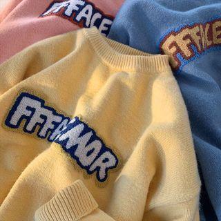 Lettering Embroidered Oversized Sweater
