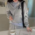 Raglan Letter Anorak Hoodie Gray - One Size