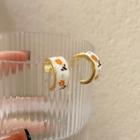 Flower Alloy Open Hoop Earring 1 Pair - White - One Size