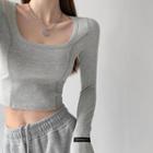 U-neck Skinny Crop T-shirt In 5 Colors