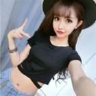 Short-sleeve Cross Strap Cropped Top Black - One Size