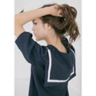 Sailor-collar Elbow-sleeve Shift Dress