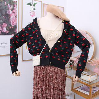 Cherry-print Knit Cardigan