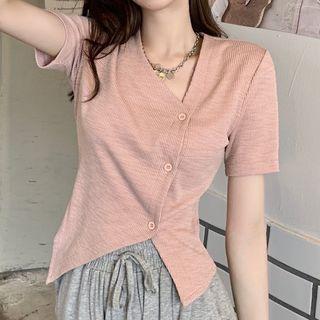 Asymmetrical Slit Cropped T-shirt